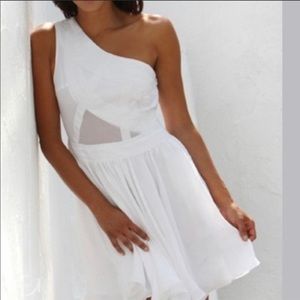 Topshop One Shoulder Dress With Sheer Panels